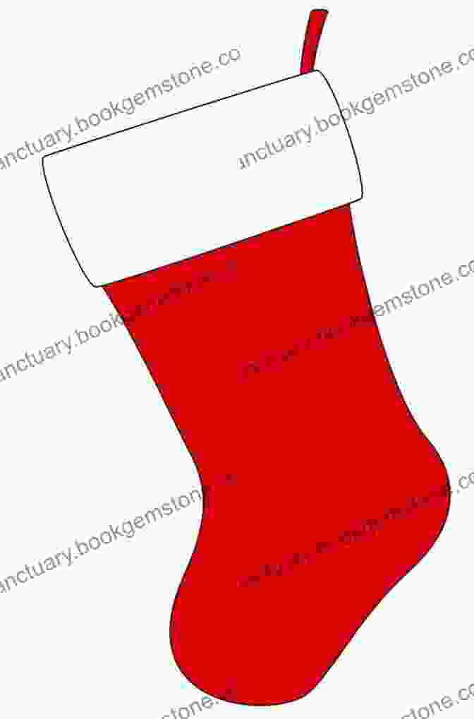 A Drawing Of A Christmas Stocking With A Red And White Striped Cuff, Green Toe, And White Snowflake Design. How To Draw Christmas Stuff: The Ultimate Guide To Drawing 10 Cute Christmas Characters And Things Step By Step (Book 1)