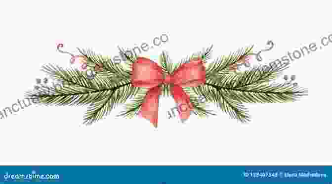 A Drawing Of A Christmas Wreath With Green Branches, Red Ornaments, And A Blue Bow. How To Draw Christmas Stuff: The Ultimate Guide To Drawing 10 Cute Christmas Characters And Things Step By Step (Book 1)