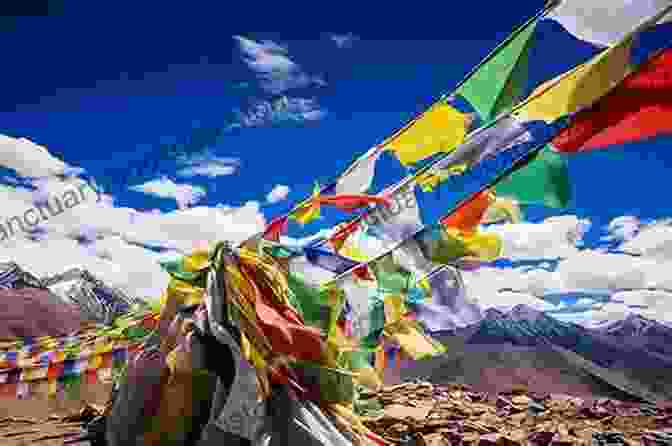 A Tibetan Prayer Flag Fluttering In The Wind, With A Mountain Peak In The Background, Symbolizing The Cultural Significance Of Mountains. Master Of The Mountain: A Reincarnation LitRPG Adventure (Dragon Core Chronicles 2)