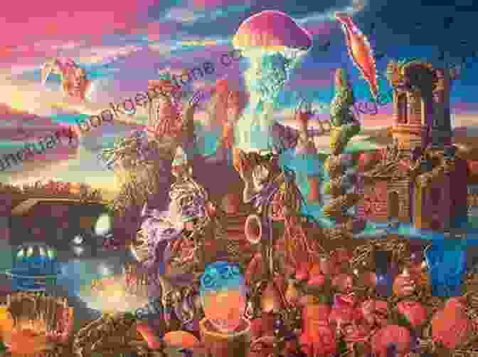 Andy McKell's Surrealist Painting Depicting A Celestial Landscape With Floating Islands And Cosmic Wonders. Galaxies And Fantasies Andy McKell